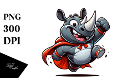 Goofy Rhino with Superhero Cape PNG Product Image 1