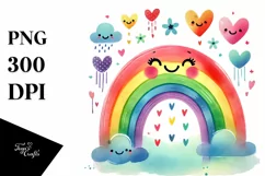 Colorful Rainbow with Hearts, PNG Product Image 1