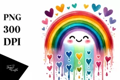 Colorful Rainbow with Hearts, PNG Product Image 1