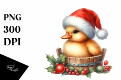 Watercolor Santa Hat Duck, PNG Product Image 3