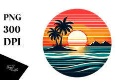 Tropical Island Sunset, PNG Product Image 1