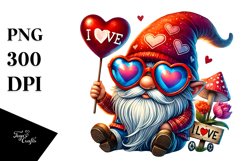 Valentines Gnome with Love You Sign, PNG Product Image 1