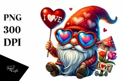 Valentines Gnome with Love You Sign, PNG Product Image 1