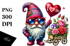 Valentines Gnome with Love You Sign, PNG Product Image 1