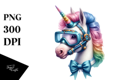 Colorful Baby Unicorn Scuba Mask PNG Product Image 1