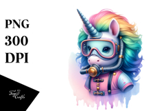 Colorful Baby Unicorn Scuba Mask PNG Product Image 1