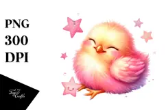 Colorful Baby Chicken Cuddling Star, PNG Product Image 1