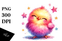 Colorful Baby Chicken Cuddling Star, PNG Product Image 1