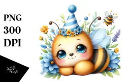 Colorful Baby Bee Party Hat Clipart Product Image 1