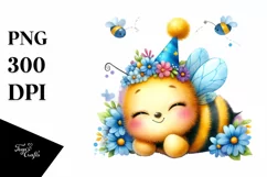 Colorful Baby Bee Party Hat Clipart Product Image 1