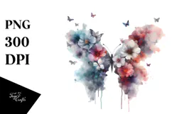 Flower Half of Butterfly Silhouettes PNG Product Image 1