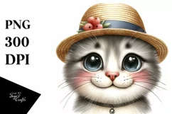 Cat Portrait with Big Eyes | Sublimation Clipart Product Image 1