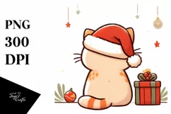 Christmas Cat with Santa Hat, PNG Product Image 3