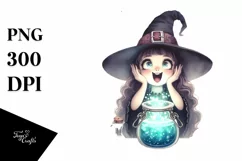 Watercolor Retro Excited Witch | Tshirt|Tumbler|Mug|Clipart Product Image 3