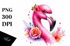 Whimsical Flamingo Portrait | Sublimation Clipart Product Image 3