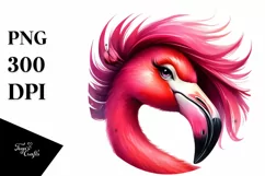 Whimsical Flamingo Portrait | Sublimation Clipart Product Image 3