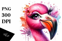 Whimsical Flamingo Portrait | Sublimation Clipart Product Image 3