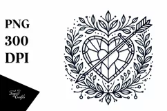 Stained Heart with Arrow Lineart PNG Product Image 1