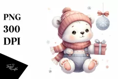 Cute Winter Baby Polar Bear PNG Product Image 1