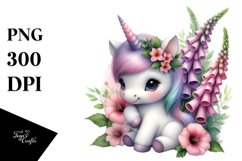 Colorful Baby Unicorn Foxglove Clipart Product Image 3