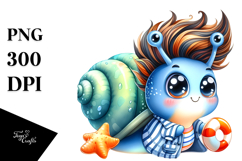 Cute Baby Snail with Cool Haircut PNG Product Image 1