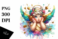 Cupid Angel Of Love Gesture Watercolor Florals Clipart Product Image 1