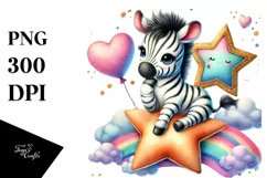 Cute Baby Zebra with Heart, PNG Product Image 1