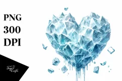 Watercolor Icy Heart PNG Product Image 1
