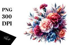Colorful Floral Frame with Carnation Petals PNG Product Image 1
