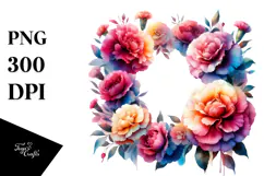 Colorful Floral Frame with Carnation Petals PNG Product Image 1