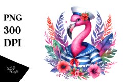 Whimsical Flamingo Sailor Suit Clipart Product Image 1