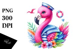 Whimsical Flamingo Sailor Suit Clipart Product Image 1