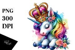 Colorful Baby Unicorn King Crown PNG Product Image 1