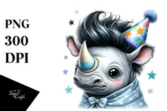 Rhino with Party Hat, Transparent PNG Product Image 1