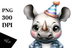 Rhino with Party Hat, Transparent PNG Product Image 1