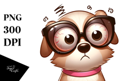 Cute Cartoon Dog with Oversized Sunglasses, Transparent PNG Product Image 1