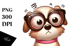 Cute Cartoon Dog with Oversized Sunglasses, Transparent PNG Product Image 1