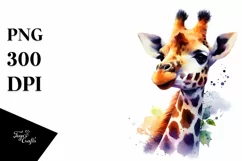 Vibrant Watercolor Giraffe | Sublimation Clipart Product Image 1