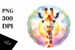 Vibrant Watercolor Giraffe | Sublimation Clipart Product Image 1