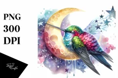 Vibrant Hummingbird Watercolor Clipart Product Image 1