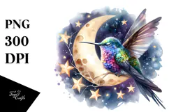 Vibrant Hummingbird Watercolor Clipart Product Image 1