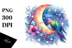 Vibrant Hummingbird Watercolor Clipart Product Image 1
