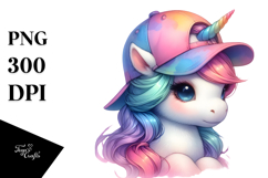 Colorful Baby Unicorn Baseball Cap PNG Product Image 1
