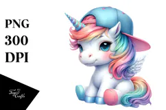 colorful Baby Unicorn in Baseball Cap Product Image 1