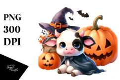 Cute Baby Cow Halloween Clipart Product Image 1
