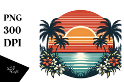Retro Tropical Beach Sunset Clipart Product Image 1