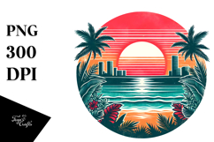 Retro Tropical Beach Sunset Clipart Product Image 1