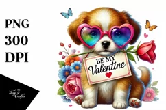 Puppy Be My Valentine Sign, PNG Product Image 1