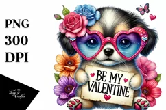 Puppy Be My Valentine Sign, PNG Product Image 1