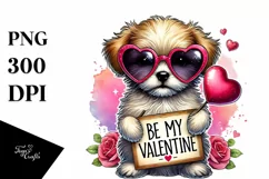 Puppy Be My Valentine Sign, PNG Product Image 1